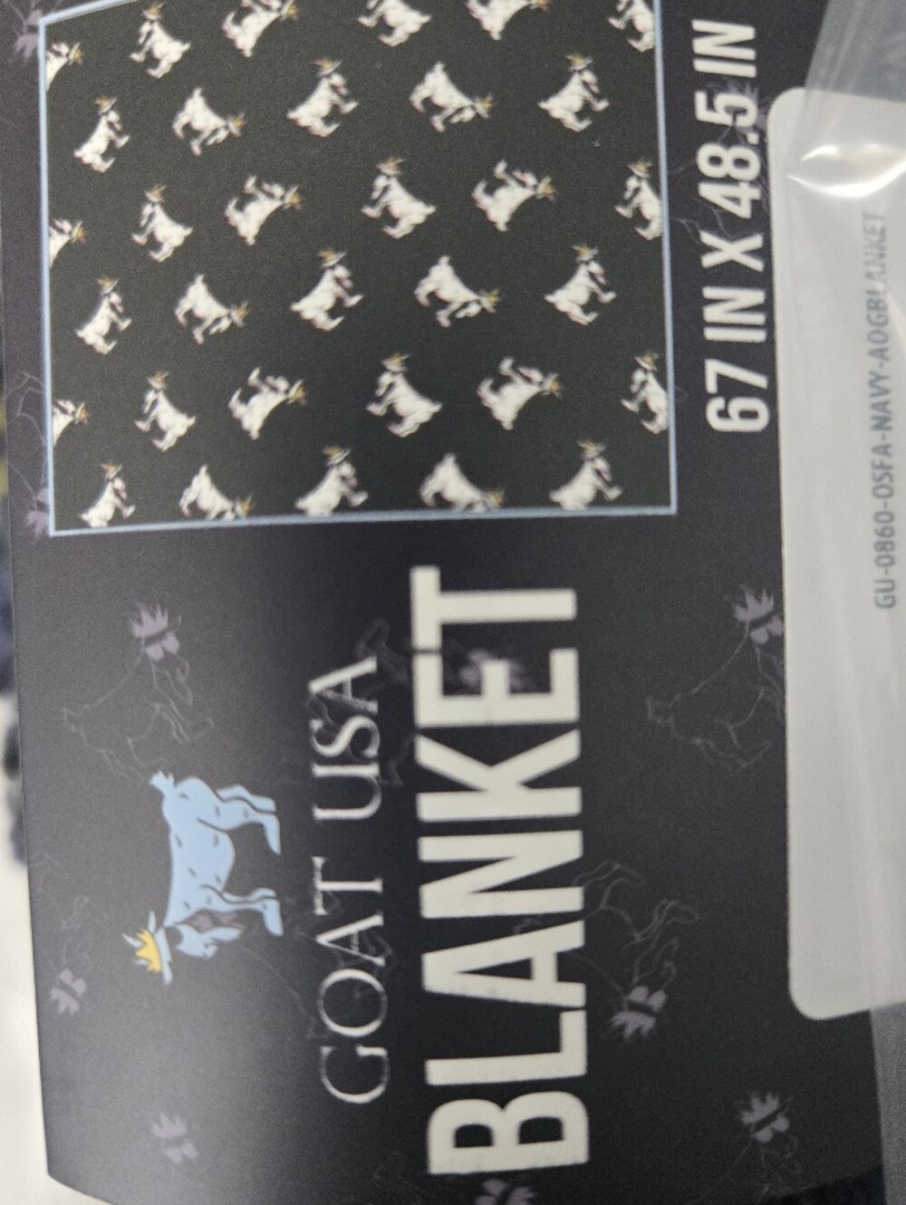 Goat USA All Over Print Dorm Blanket - Navy - BNWT